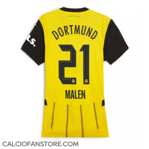 Maglia Calcio Borussia Dortmund Donyell Malen #21 Prima Divisa Donna 2024-25 Manica Corta